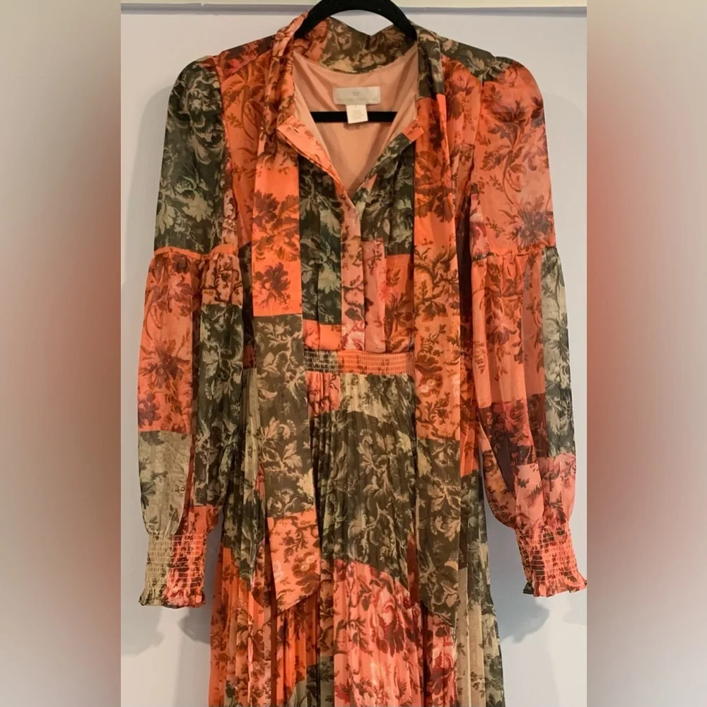 Excellent Condition, Rachel Parcell- Pleated Chiffon Midi Dress w/ Bow, Size 0 - Picture 7 of 15